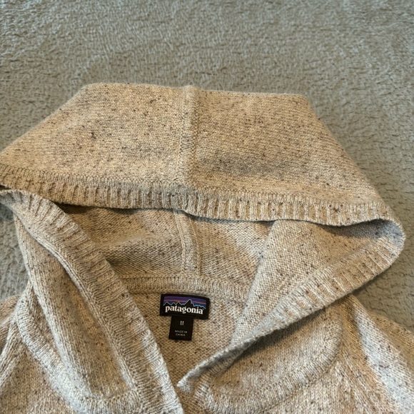 Patagonia Off Country Hoodie Sweater Henley Button Tan Khaki Speckle Womens SZ M - Picture 7 of 13